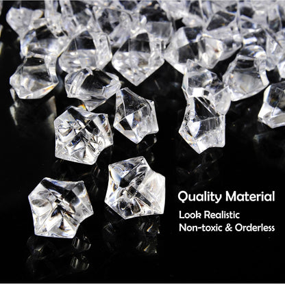 1 inches Fake Ice Cubes Stones, 530 Pcs 3 lb Vase Fillers for Centerpieces Table Decorations for Party Winter Decorative Rocks Home Decor Wedding Food Display