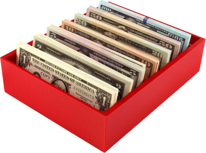 Money Organizer for Cash – 8 Compartment Money Holder, Cash Organizer, Cash Holder, Cash Divider Box, Cash Tray (Red)