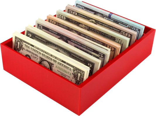 Money Organizer for Cash – 8 Compartment Money Holder, Cash Organizer, Cash Holder, Cash Divider Box, Cash Tray (Red)