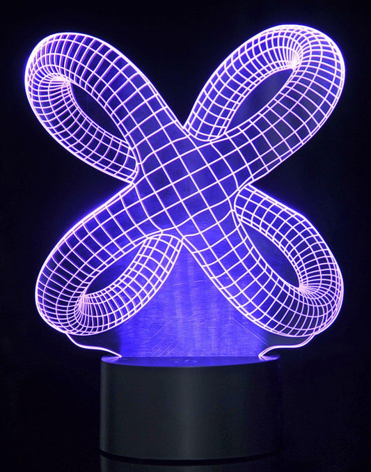 PowerTRC 3D LED Optical Illusion Crisscross Rings Night Light Multi-Colored USB Powered