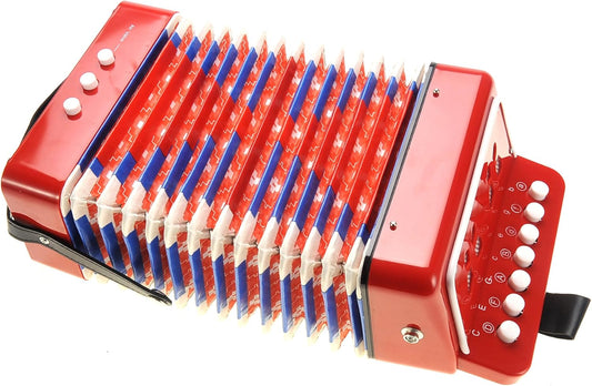Kids Accordion, Musical Instruments for Kids Ages 9-12, Beginner Toddlers Children Mini Toy Accordian 10 Keys Button Control Light Weight (Red)