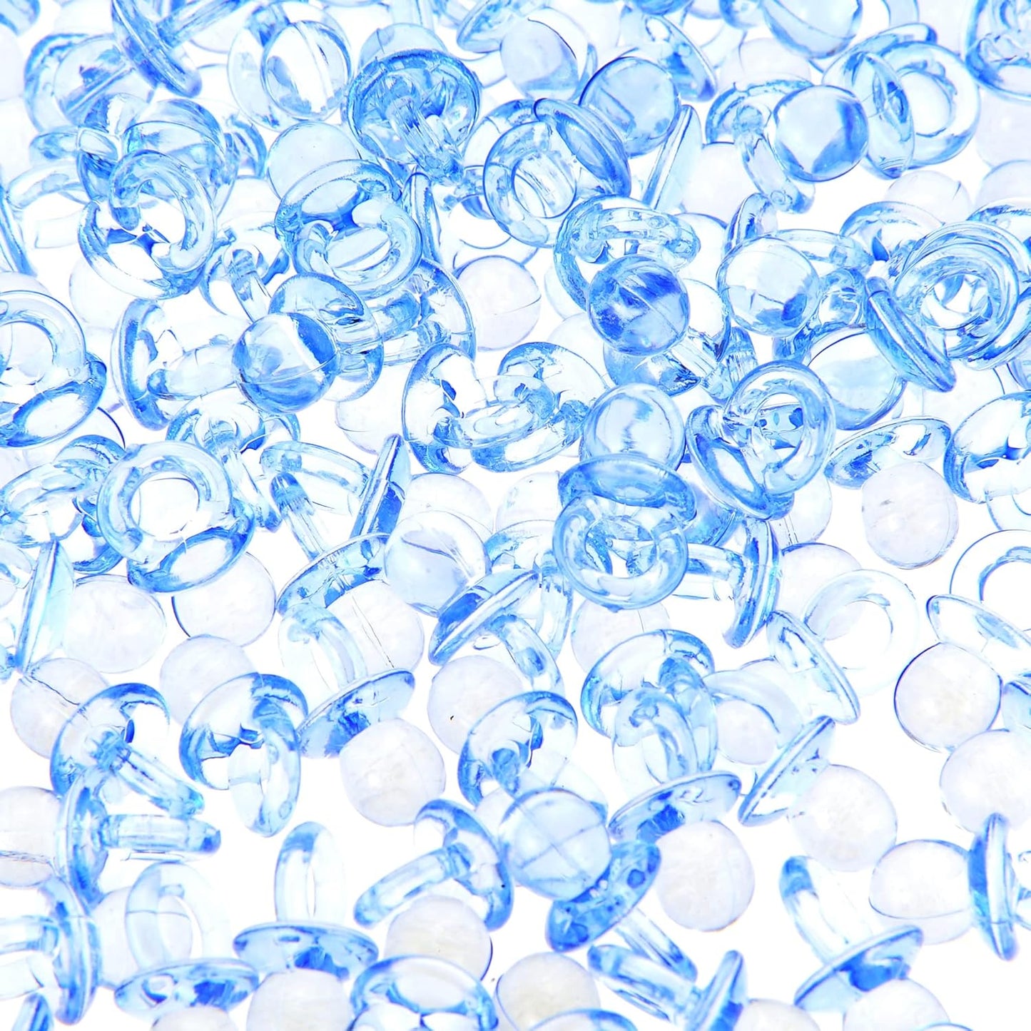144 Pcs Mini Acrylic Blue Pacifiers for Baby Shower Games, 0.86 Inch Bulk Baby Shower Decoration Chupones para Gender Reveal Table Decorations Party Favors