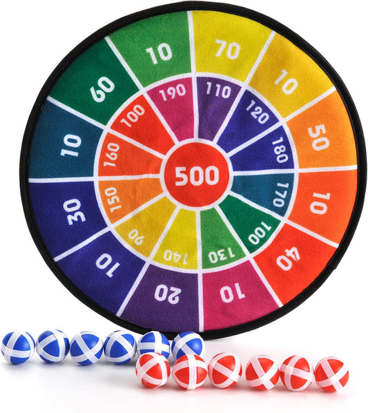 Dart 14" Padded (Reduce Pounding Noices) Board Game for Kids with 12 Sticky Balls | Outdoor and Indoor Play Activity | Great for Birthday Gifts