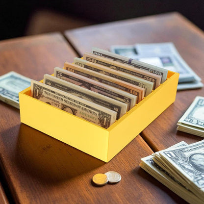 Money Organizer for Cash – 8 Compartment Money Holder, Cash Organizer, Cash Holder, Cash Divider Box, Cash Tray (Gold)