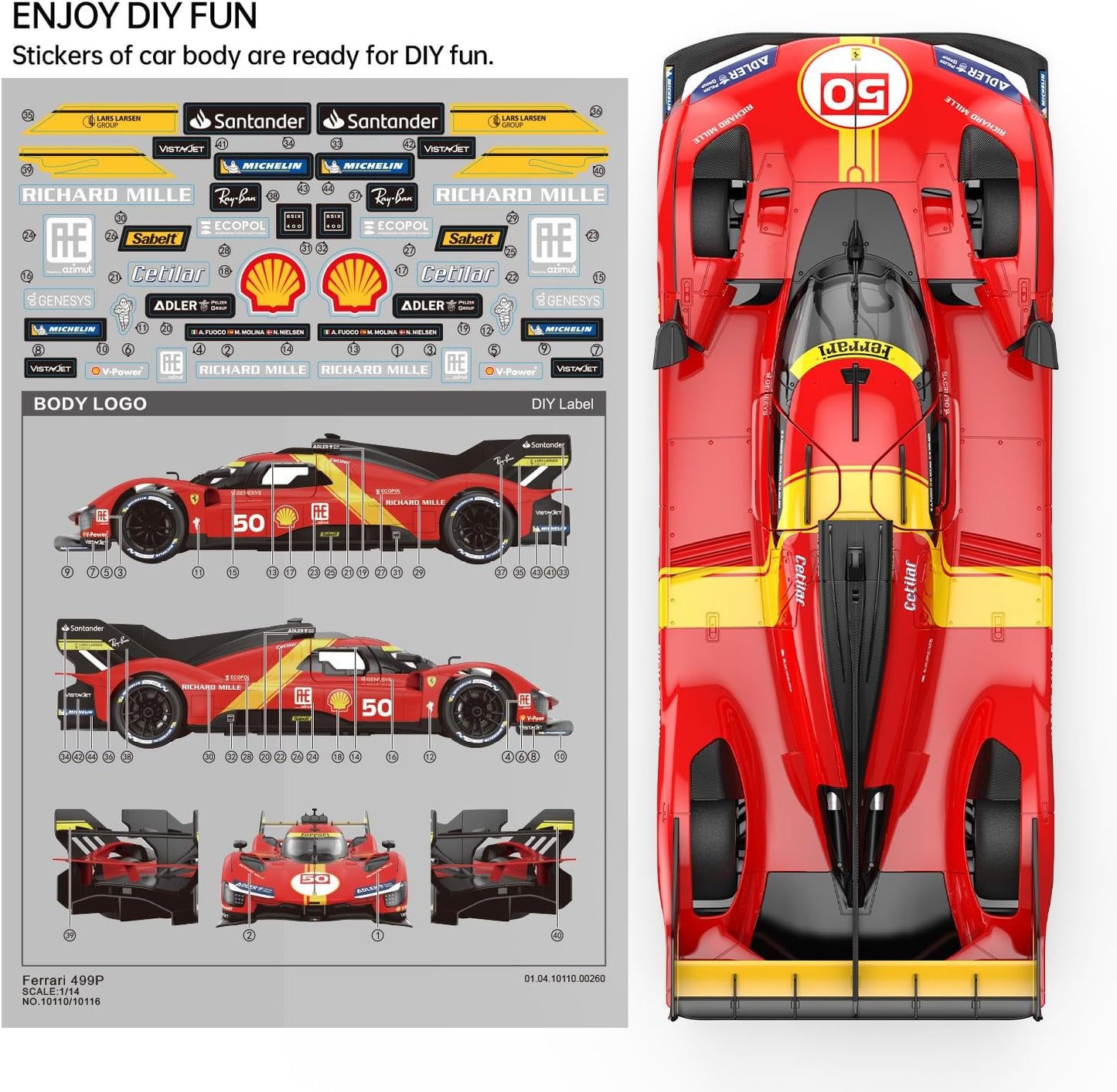 RASTAR RC Cars 1/14 Ferrari 499P Le Mans Hypercar Remote Control Sports Car Ferrari RC Drift Cars for Adults Ferrari Toy Car for Kids, 2.4G