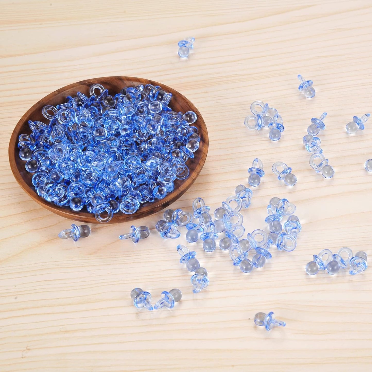 144 Pcs Mini Acrylic Blue Pacifiers for Baby Shower Games, 0.86 Inch Bulk Baby Shower Decoration Chupones para Gender Reveal Table Decorations Party Favors
