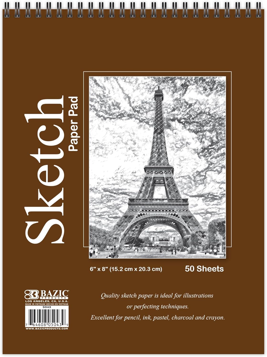 Sketch Pad 50 Sheet 6" X 8", Top Bound Spiral Sketchbook Drawing Pads, Sketching Paper Coloring Book for Artist School, 1-Pack