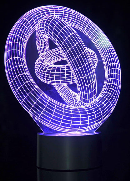 3D LED Night Light Optical Illusion Rings, Desk Table Lamp Color Change Multi Effects Functions | 7 Colors USB Powered Birthday & Party Gift