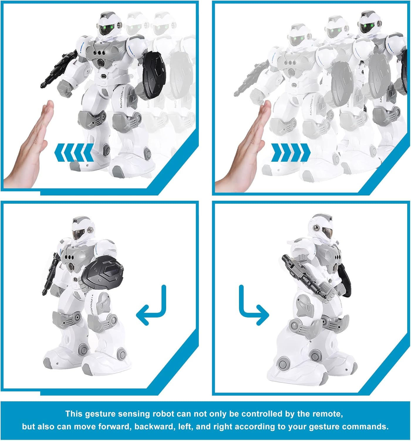 PowerTRC Remote Control Robot Toy for Kids | Rechargeable Smart Programmable RC Robot with 2.4Ghz Gesture Sensing | Great Gift for Boys, Girls Ages 6 7 8 9 10+