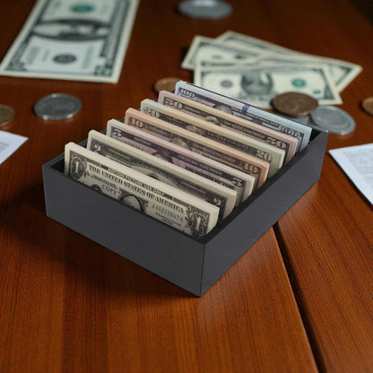 Money Organizer for Cash – 8 Compartment Money Holder, Cash Organizer, Cash Holder, Cash Divider Box, Cash Tray (Black)