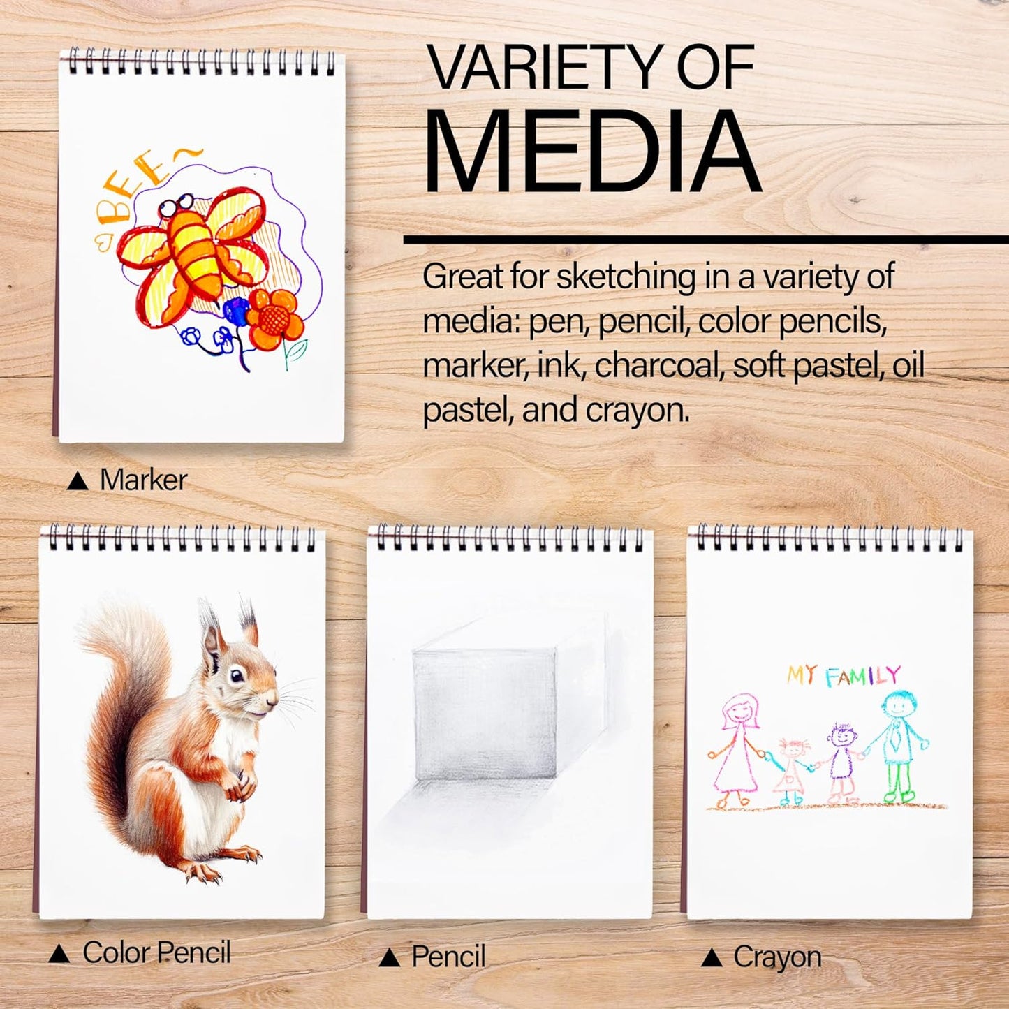 Sketch Pad 50 Sheet 6" X 8", Top Bound Spiral Sketchbook Drawing Pads, Sketching Paper Coloring Book for Artist School, 1-Pack