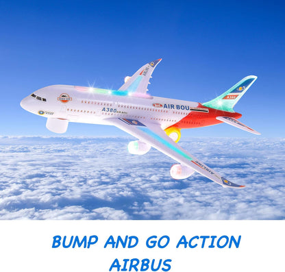 2 Packs Kids Airplane Toys, Bump & Go Action Toddler Toy Airplane with LED Flashing Light, Music, Airplane Sound, Great Gift for Boys Girls Ages 3-12