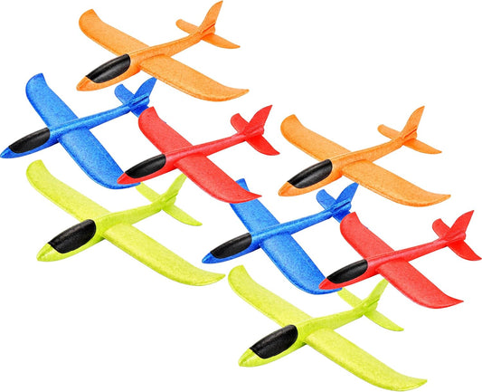 8 Pack Large 17.5” Foam Airplanes for Kids, 2 Flight Modes, Styrofoam Glider Planes, Throwing Flying Foam Airplane, Outdoor Sports Game Toys, Birthday Gifts for Girls 3-12 Years Old Boys