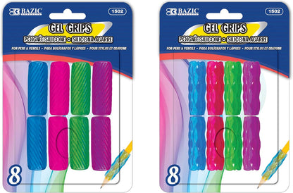Assorted Color Gel Pencil Grip Pen Grip, Finger Grip Pencil Holder, Style May Vary (8/Pack), Pack of 1