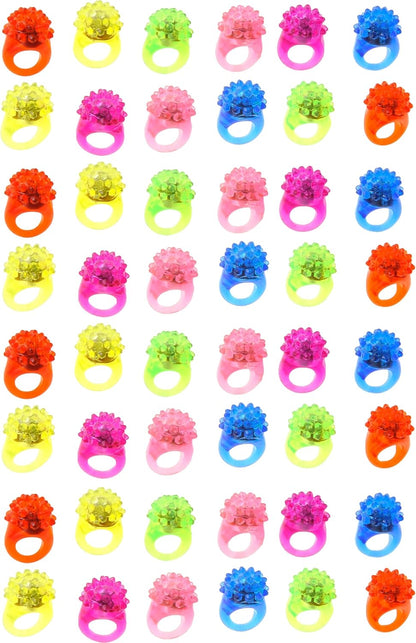 PowerTRC Flashing LED Light Up Jelly Rubber Rings Finger Toys for Kids