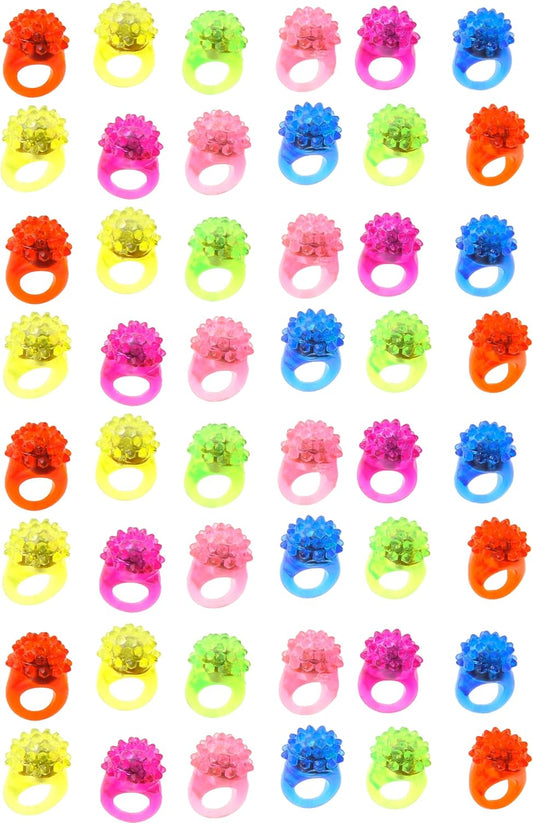 PowerTRC Flashing LED Light Up Jelly Rubber Rings Finger Toys for Kids