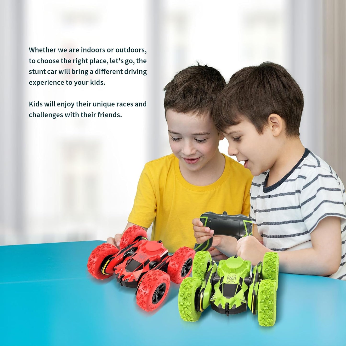 PowerTRC RC Stunt Car Remote Control Car 360° Rotating 4WD Double-Sided Flips Car Toy for Boys Girls Birthday Gift Red
