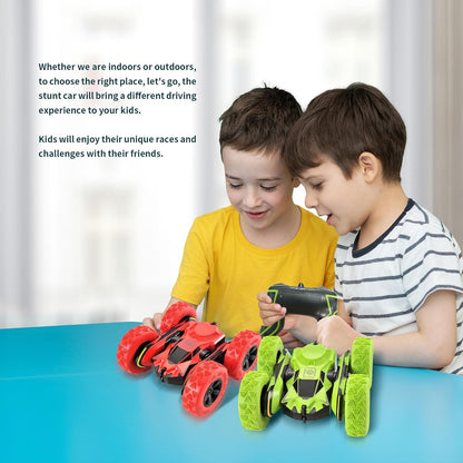 PowerTRC RC Stunt Car Remote Control Car 360° Rotating 4WD Double-Sided Flips Car Toy for Boys Girls Birthday Gift Red