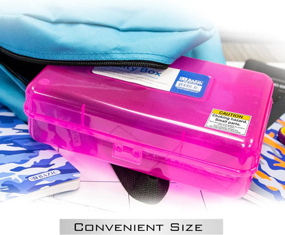 Plastic Pencil Case Utility Storage Box, Bright Color, Multi Purpose Organizer for Pens Pencils, 4-Pack