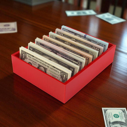 Money Organizer for Cash – 8 Compartment Money Holder, Cash Organizer, Cash Holder, Cash Divider Box, Cash Tray (Red)