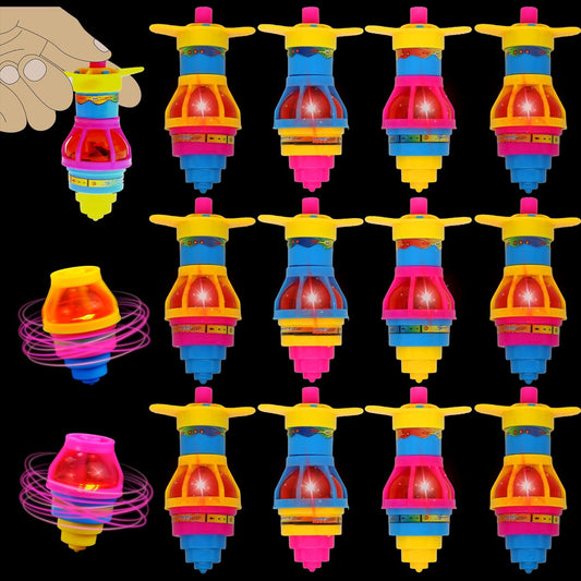 Spinning Tops for Kids, LED Light Up UFO Tops | Bulk Party Favor Toys | 12 Pack Tops with Gyroscope for Parties, Birthdays, Or School Rewards