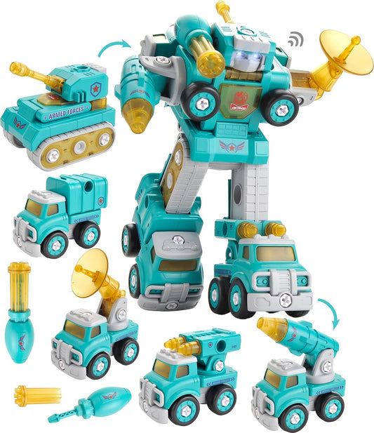 5-in-1 STEM Robot Toy – Take Apart Building Set for 5+ Year Old Boys & Girls | Best Robot Construction Toy with Lights & Sounds | Educational Gifts for Kids Ages 3-8
