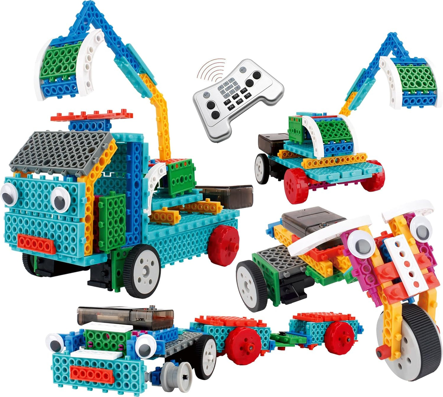 PowerTRC 4 in 1 STEM Robotic Building Kits | Explore & Learn Remote Control Educational Engineering Robots for Kids | DIY Machine Building Experience | Science Robot Kit for Boys & Girls (127 Pieces)