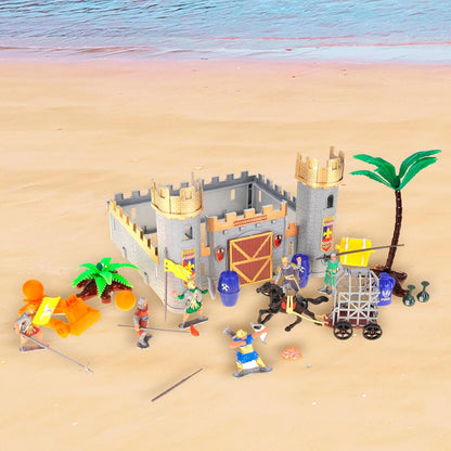 Roman Era Kingdom Action Figures with Toy Armys, Knights, Horse, Castle, Treasure Chests, Catapult and Figurines Playset for Kids