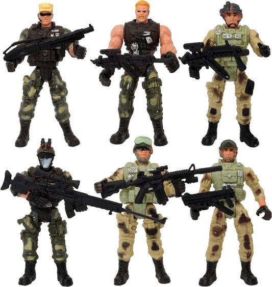 6 Pcs Army Men Military Action Figures, Special Force Soldiers Toys for Kids 5-7, Army Action Figures with Military Weapons Accessories Toy Soldiers for Boys
