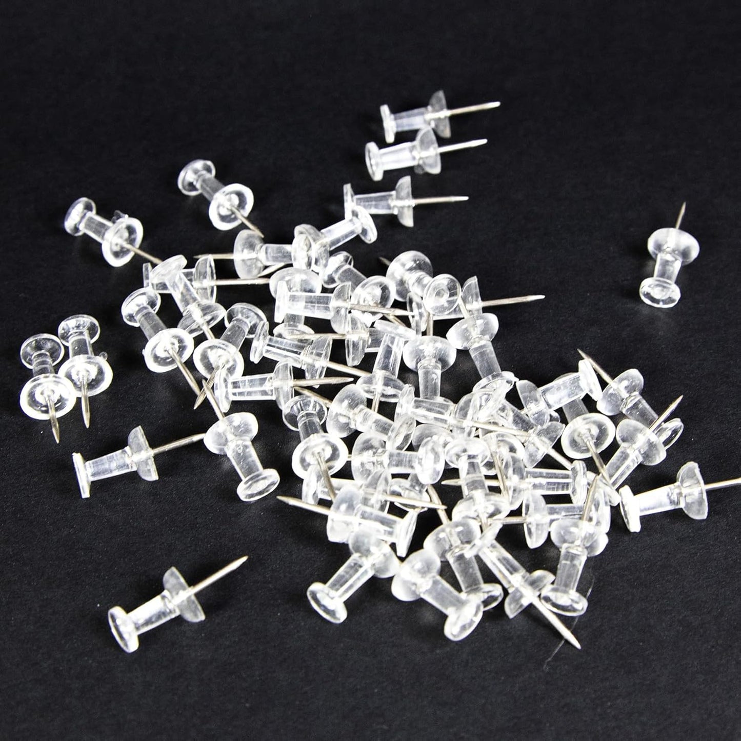 Transparent Push Pins, Clear, 100 Per Pack (Packaging May Vary)