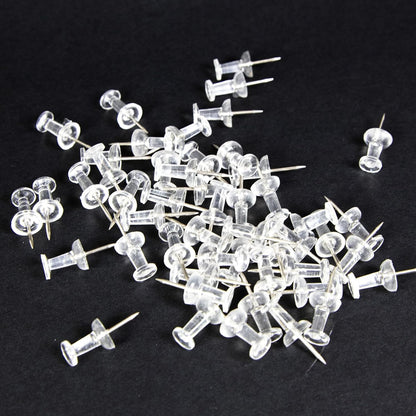 Transparent Push Pins, Clear, 100 Per Pack (Packaging May Vary)