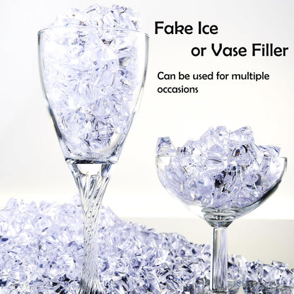 1 inches Fake Ice Cubes Stones, 530 Pcs 3 lb Vase Fillers for Centerpieces Table Decorations for Party Winter Decorative Rocks Home Decor Wedding Food Display