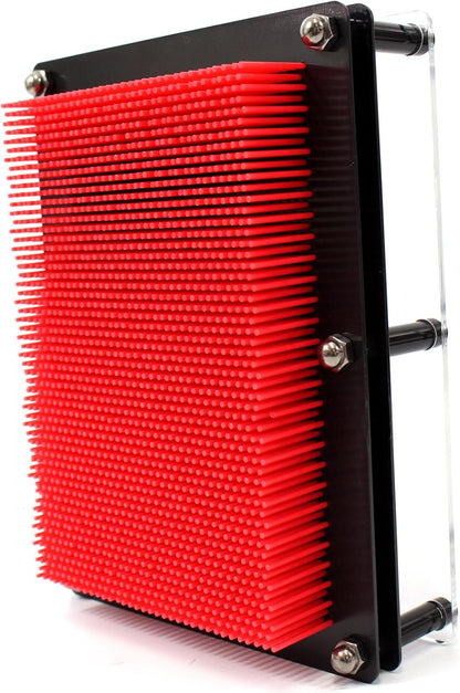 PowerTRC 3D Pin Art Sculpture - Pin Impression Toy - Pin Impression Hand Mold - Great Toy for Kids (6" x 8" Red)