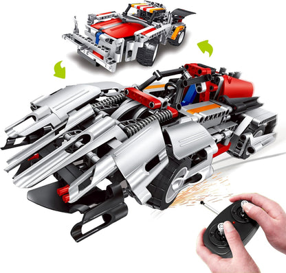 STEM Building Remote Control Car Toys for Kids | 2in1 DIY Building RC Rechargable Battery Car Kit | 326 Pcs Engineering Project Birthday Gift Idea for Boys Girls Ages 6 7 8 9 10 11 12+