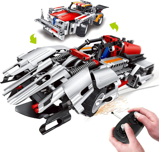 STEM Building Remote Control Car Toys for Kids | 2in1 DIY Building RC Rechargable Battery Car Kit | 326 Pcs Engineering Project Birthday Gift Idea for Boys Girls Ages 6 7 8 9 10 11 12+