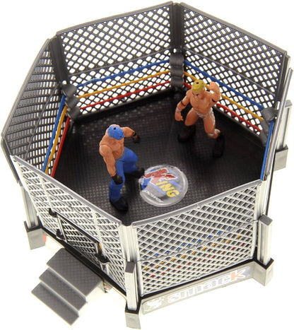 32 Pcs Wrestling Toys for Kids, Wrestler Play Set with 2 Wrestle Rings Style, 12 Super Wrestlers, Many Realistic Accessories, Toy Figures Cake Topper Birthday Party Decoration Play Set Gift