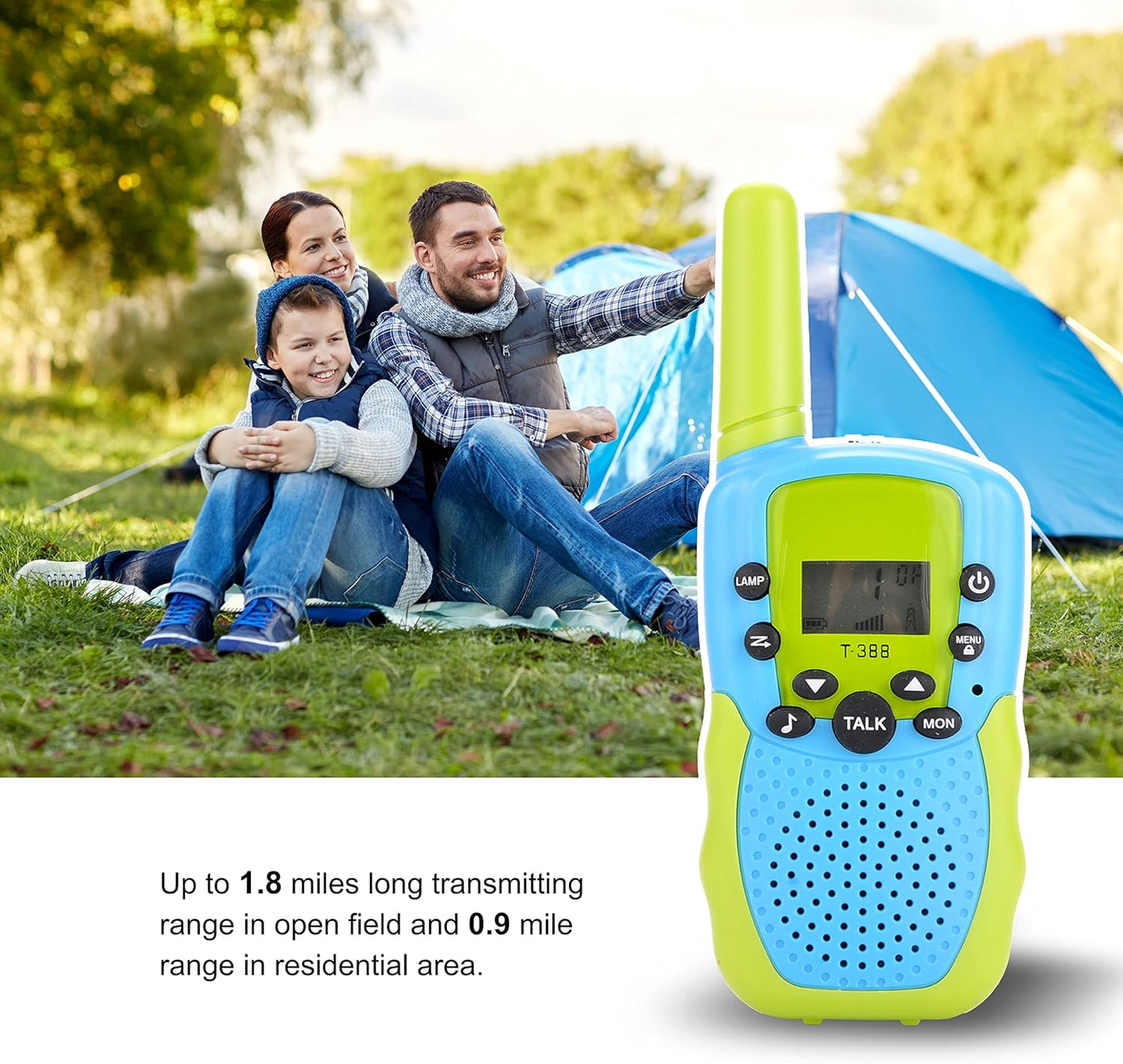Toddler Walkie Talkies Kids, 22 Channels 2 Way Radio Toy with Backlit LCD Flashlight, 3 Miles Range for Outdoor Activities, Hiking, Camping, Communication