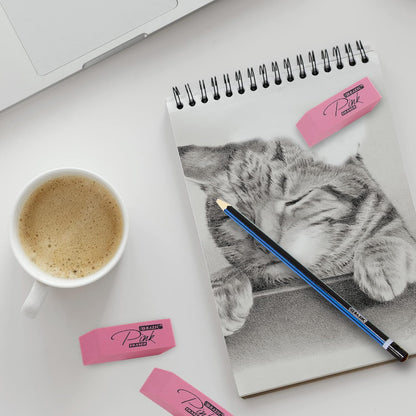 Pink Eraser, Latex Free Bevel Erasers, Large Size Block Erasers for Art Drawing School Office Kids Teachers (4/Pack), 1-Pack