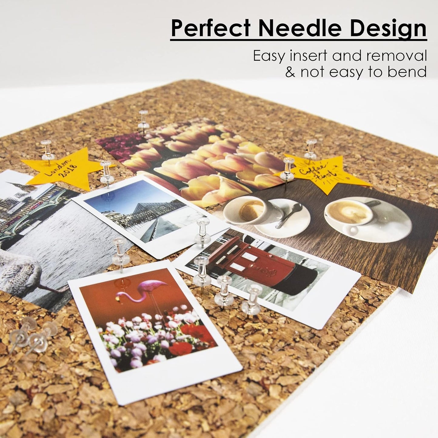 Transparent Push Pins, Clear, 100 Per Pack (Packaging May Vary)