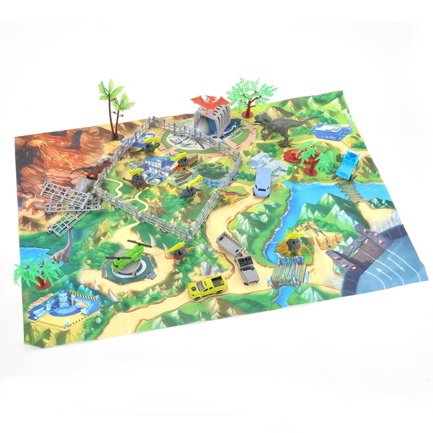 Dinosaur Toys, Military Dinosaurs Toy Figures with Weapons & Fences, 49PCS Dinosaur Toys for Kids 3-5, Army Vehicles Jurassic Dinosaur Park Toddler Dinosaur Figures w/ Storage Head & Play Mat