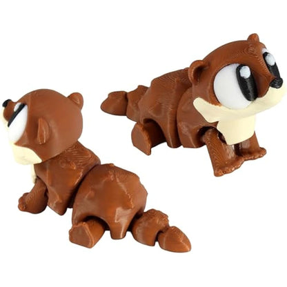 PowerTRC 3D Printed Articulated Otter Fidget Toy 3 Pack – Flexible Cute Animal Desk Decor, Adult Fidget Collectible – 3D Printed in USA
