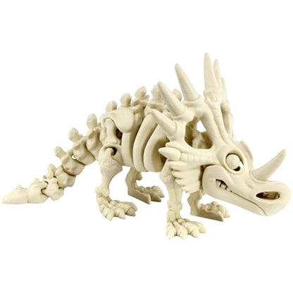 PowerTRC 3D Printed Skeleton Styracosaurus – Prehistoric Collectible Articulating Dinosaur 3D Figurine Desk Decoration for Teens and Adults, Made in USA