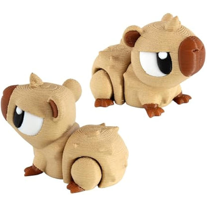 PowerTRC 3D Printed Articulated Capybara Fidget Toy 3 Pack – Flexible Cute Animal Desk Decor, Adult Stress Relief Fidget Collectible – 3D Printed in USA