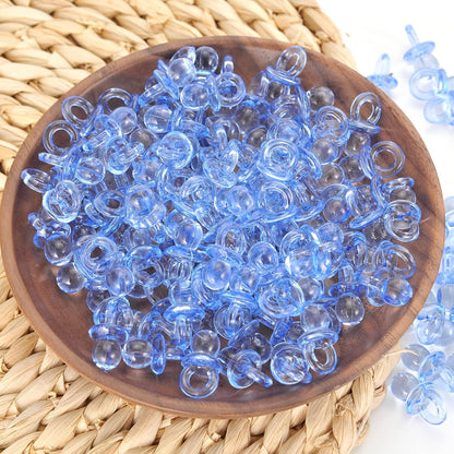 144 Pcs Mini Acrylic Blue Pacifiers for Baby Shower Games, 0.86 Inch Bulk Baby Shower Decoration Chupones para Gender Reveal Table Decorations Party Favors