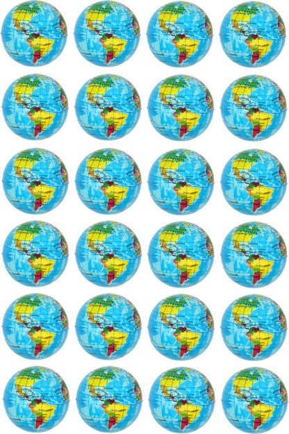 24 Pack Mini Soft Foam Earth Squeeze Balls Planet Theme | Stress Relief Bulk Party, Birthday, Classroom Favors, Rewards Toy Set for Kids (2.5”)