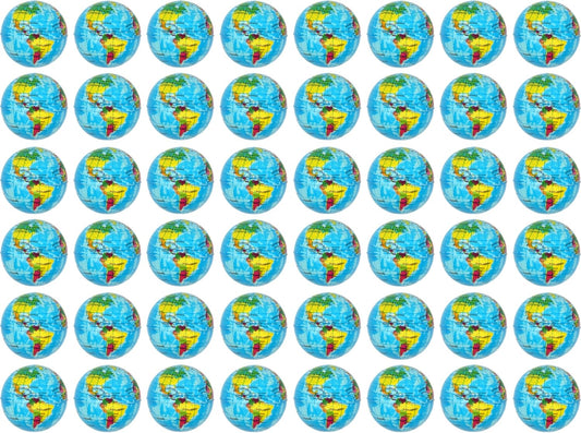 48 Pack Mini Squeeze Soft Foam Balls Planet Earth Theme | Stress Relief Bulk Party, Birthday, Classroom Favors, Rewards Toy Set for Kids (2.5”)