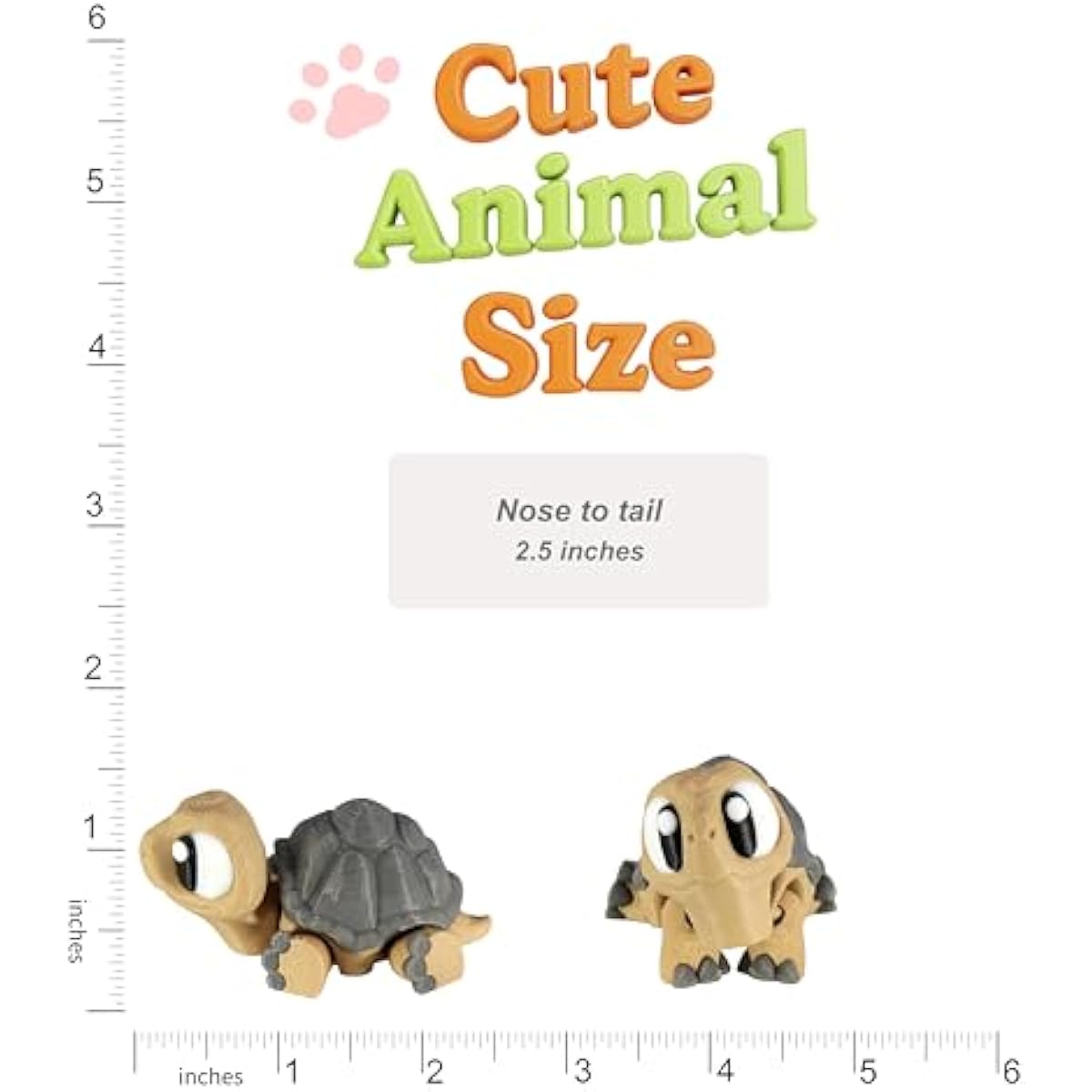 PowerTRC 3D Printed Articulated Tortoise Fidget Toy 3 Pack – Flexible Cute Animal Desk Decor, Adult Fidget Collectible – 3D Printed in USA
