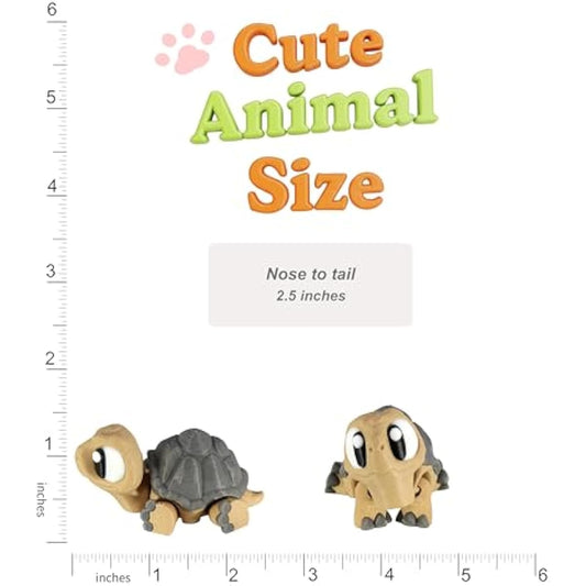 PowerTRC 3D Printed Articulated Tortoise Fidget Toy 3 Pack – Flexible Cute Animal Desk Decor, Adult Fidget Collectible – 3D Printed in USA