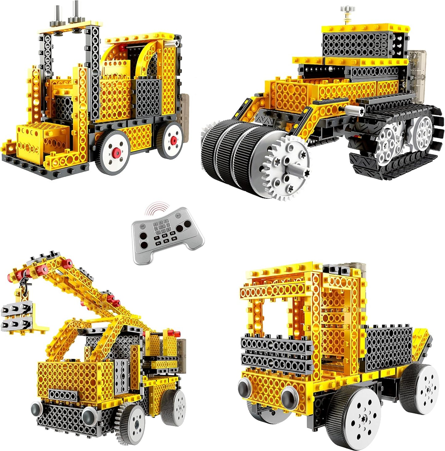 PowerTRC Remote Control Motorized Vehicle Robotic Building Kit Blocks Construction Robot Toys with 4 Different Vehicle Models for Kids