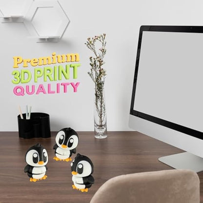 PowerTRC 3D Printed Articulated Penguin Fidget Toy 3 Pack – Flexible Cute Animal Desk Decor, Adult Fidget Collectible – 3D Printed in USA